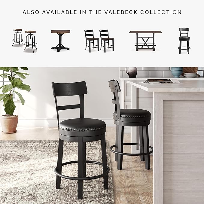 Signature Design by Ashley Valebeck 30.38" Casual Pub Height Upholstered Swivel - Image 8