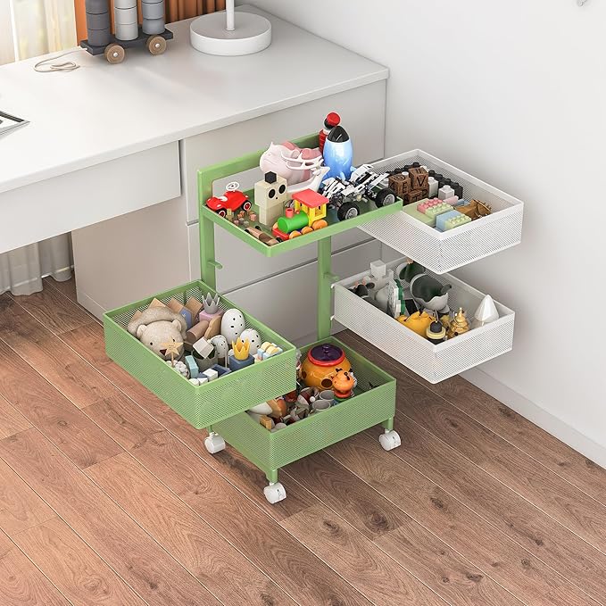 Fruit Basket for Kitchen No Assembly 4-Tier Rotating Storage Rack, Vegetable - Image 8