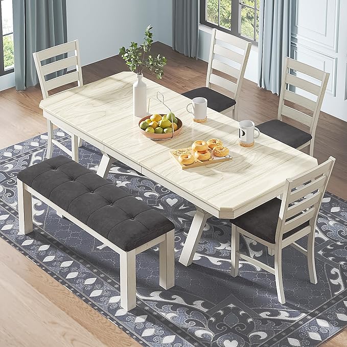 6-Piece Solid Wood Dining Table Set - Image 4