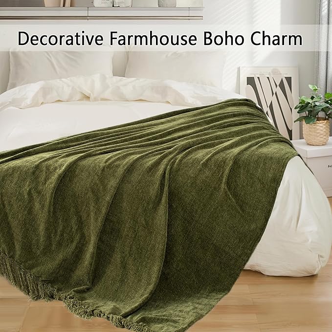Chenille Throw Blanket for Couch 50"X 60", Soft Cozy Throws - Image 5