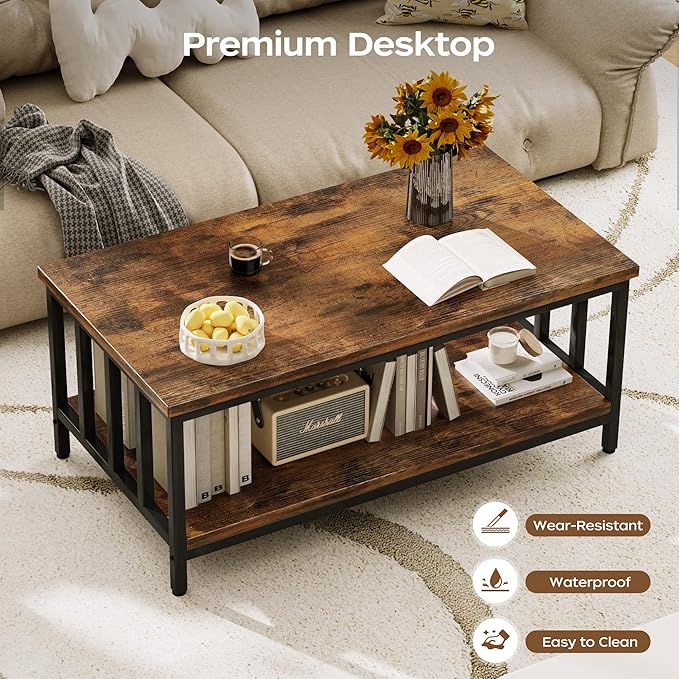 Homeiju Coffee Table for Living Room, Farmhouse Living Room Table - Image 6
