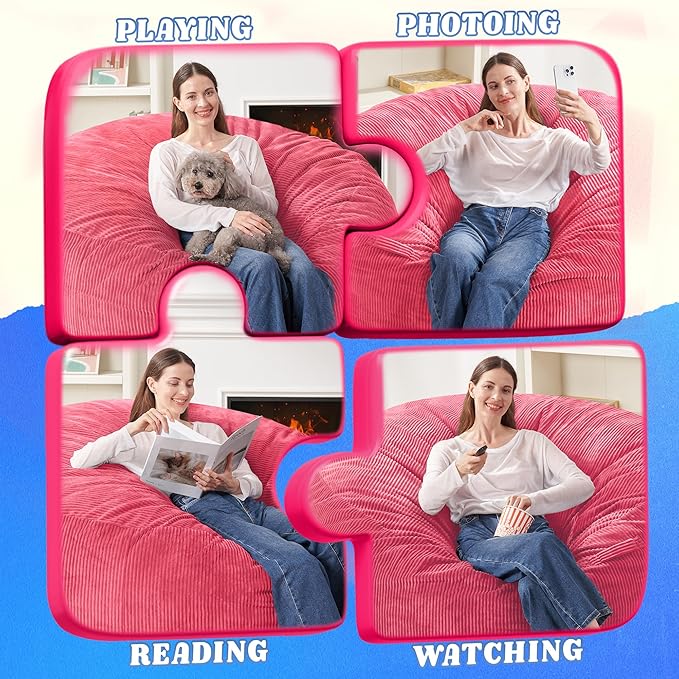 HABUTWAY 4FT Bean Bag Chair, Giant Bean Bag Chairs - Image 4
