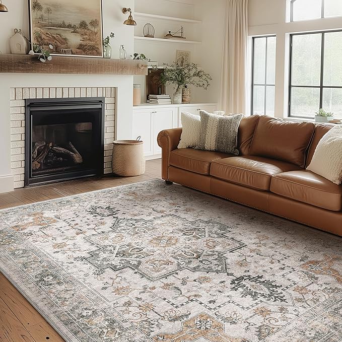GENIMO 6x9 Area Rugs for Living Room, Machine Washable Low Pile Rugs, Chenille - Image 10