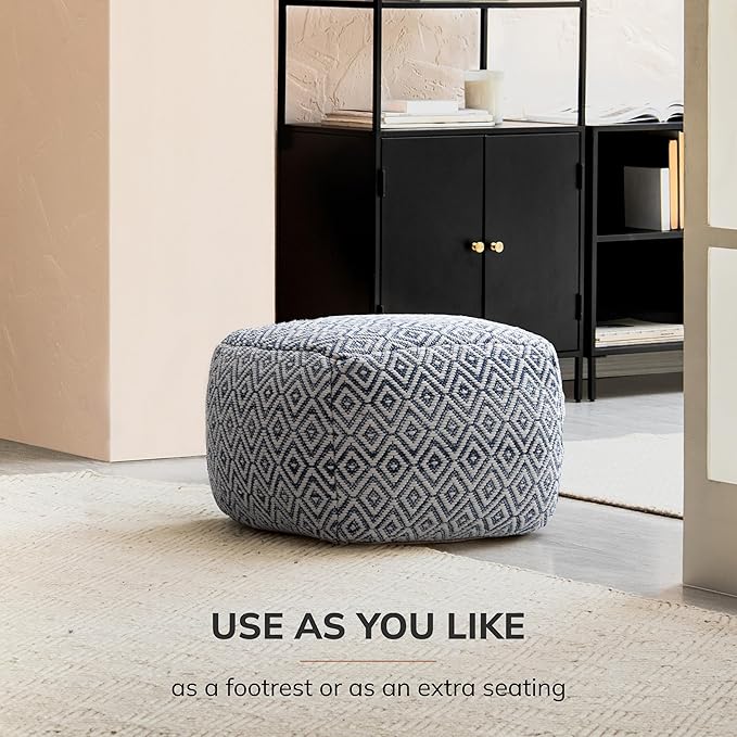 Anji Mountain 22"x22"x16" Handmade & Handcrafted Ottoman Pouf Comfortable Pouf - Image 6