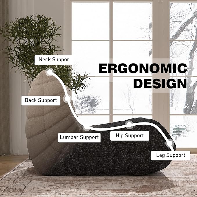 Bean Bag Chair, Fireside Chair Bean Bag Sofa Large Bean Bag Chair - Image 5