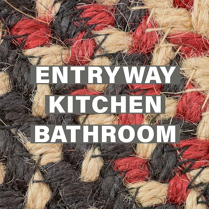 Homespice Gloucester Jute Braided Rug 20x30in Rect Black-Tan-Red Natural Jute - Image 7