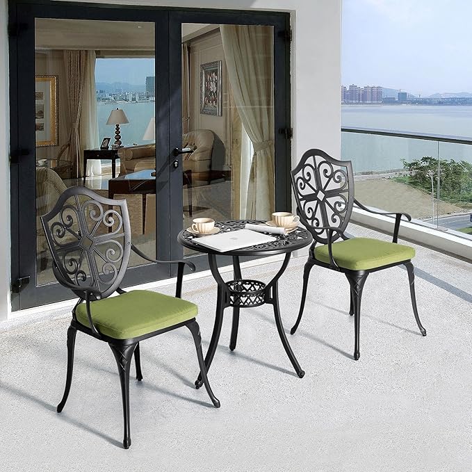 NUU GARDEN 3 Piece Outdoor Bistro Set Cast Aluminum Patio Set Bistro Table Set - Image 3