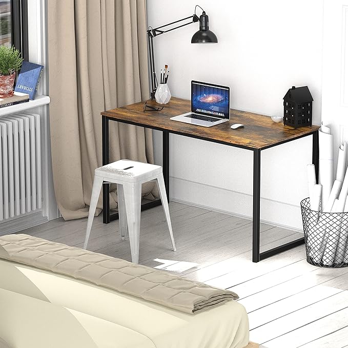SHW Mission 40-Inch Home Office Computer Desk, Rustic Brown - Image 2