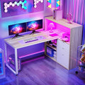 DWVO L Shaped Desk with Drawers, Home Office Desk with Storage Shelves by DWVO
