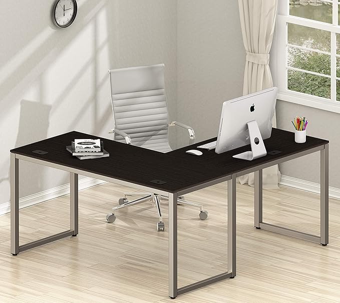 SHW 55 x 60 Inches Commercial-Grade L-Shape Corner Office Computer Desk - Image 2