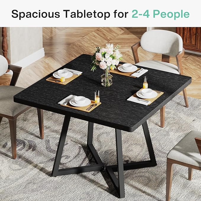 Tribesigns Square Dining Table for 8, 31.5" Industrial Dinner Table - Image 7