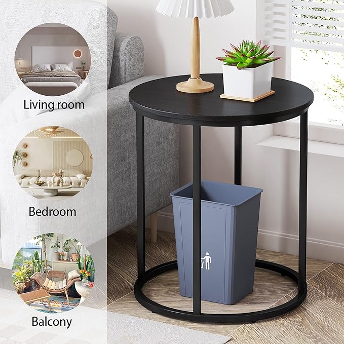 Yusong Round End Table, Nightstand Modern Bedside Table - Image 8