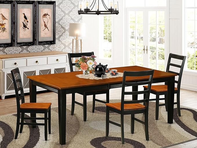East West Furniture QUPF5-BCH-W 5 Piece Dining Table Set - Image 2