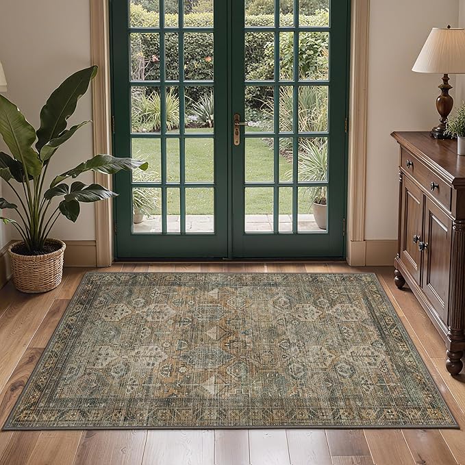 GENIMO 2x3 Area Rugs for Living Room, Machine Washable Non Slip Vintage Rugs - Image 2