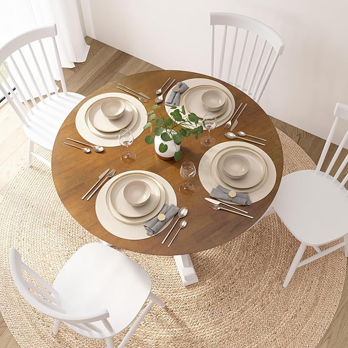 Bush Furniture Round Dining Table, 45 inch Trestle Design, Modern Transitional - Image 5