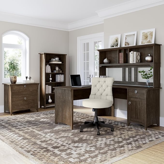 Bush Furniture Salinas 5 Shelf Bookcase in Ash Brown, Tall Bookshelf, Large - Image 4