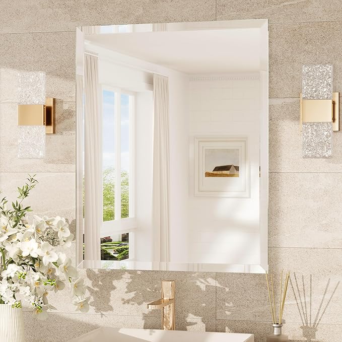 TokeShimi 24x30 Frameless Bathroom Mirror by RefinedBathroomAccessories