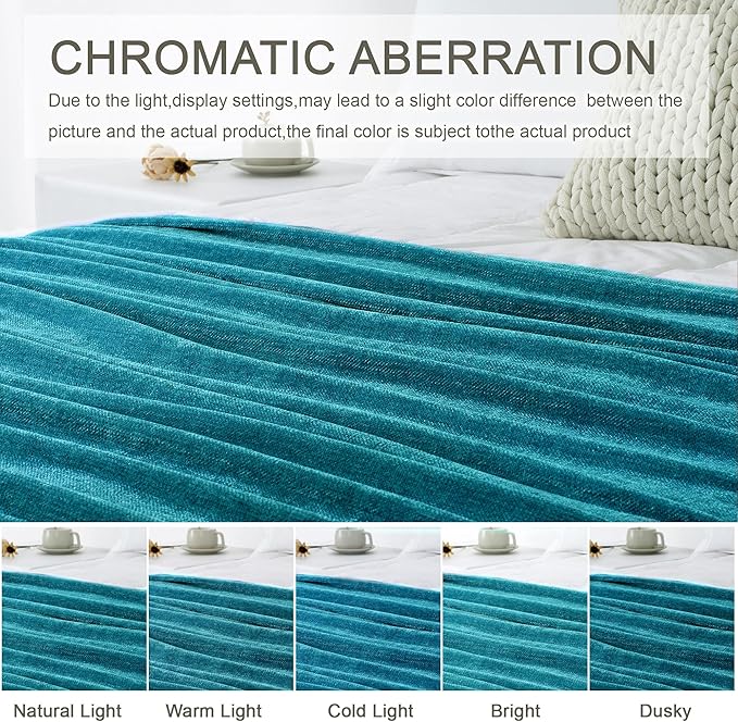 Chenille Throw Blanket for Couch 60"X 80" Twin, Soft Cozy Throws - Image 2
