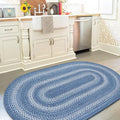 Homespice 27x45” Blue Oval Braided Rug. Denim Blue and White Jute Oval Rug. by Homespice