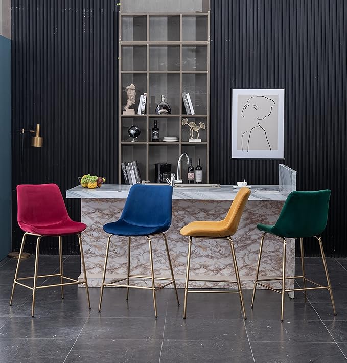 Roundhill Furniture Aufurr Modern Velvet 26.50 Counter Height Stools - Image 9