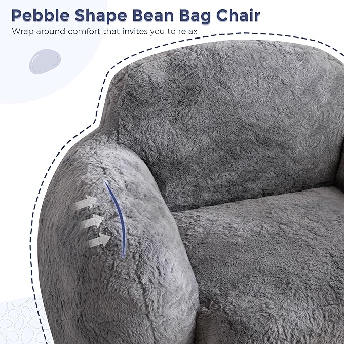 MAXYOYO Bean Bag Chair, Comfy Pebble Shaped Single Bean Bag Sofa - Image 8