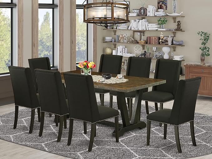 East West Furniture V677FL624-9 9 Piece Kitchen Table Set Includes a Rectangle - Image 2