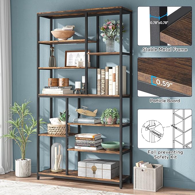 Tribesigns 79 inches Tall Bookshelf Bookcase, 8-Tier Staggered Bookcase - Image 6