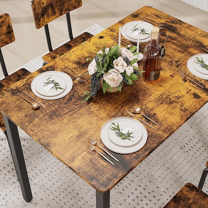5-Piece Dining Table Set with 4 Chairs, Rectangular Dining Room Table Set with - Image 2