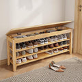 Shoe Rack Bench Seat Rubberwood 3-Tier Wooden Storage Bench 550lbs Compact by IUNVR