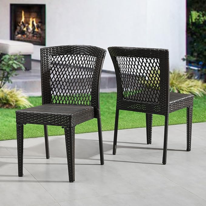 Merax Outdoor Dining Chairs Set of 2, Stackable Chairs by Merax
