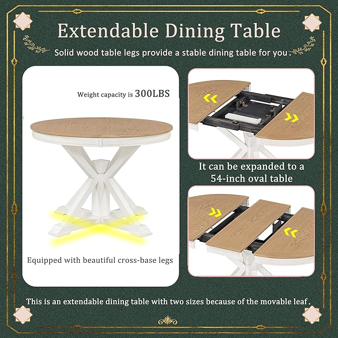 SogesPower 5-Piece Round Farmhouse Retro Dining Table Set - Image 5