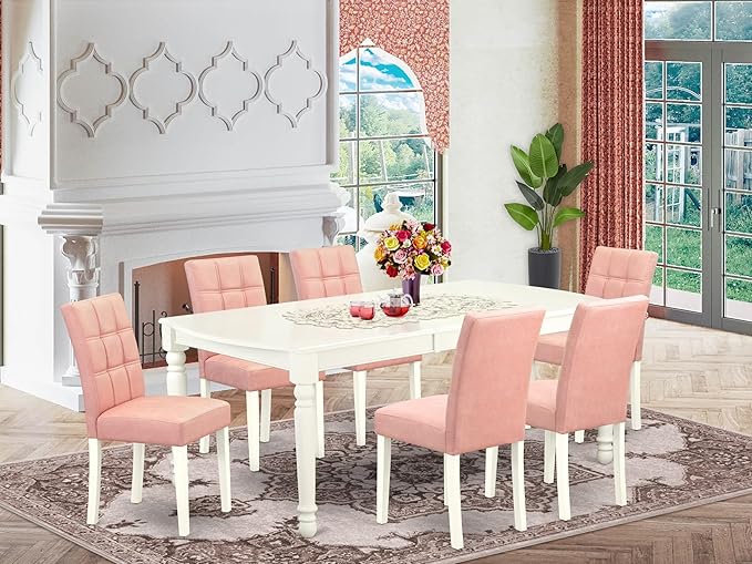 East West Furniture DOAS7-LWH-42 7 Piece Dinette Table Set Consists A Dinner - Image 2