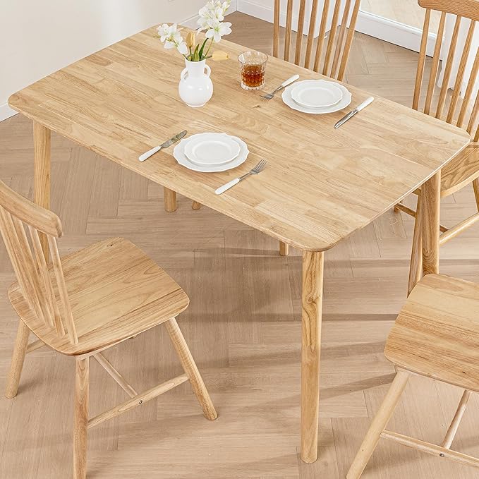DELAVIN 47.2" Mid Century Modern Kitchen Table, Rectangular Oak Wood Dining - Image 2