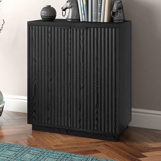 Henn&Hart 28" Wide Rectangular Accent Cabinet in Black Grain, - Image 2