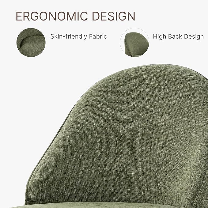 Swivel Dining Chairs Modern Desk Chair Upholstered Linen Fabric Side Chair - Image 6