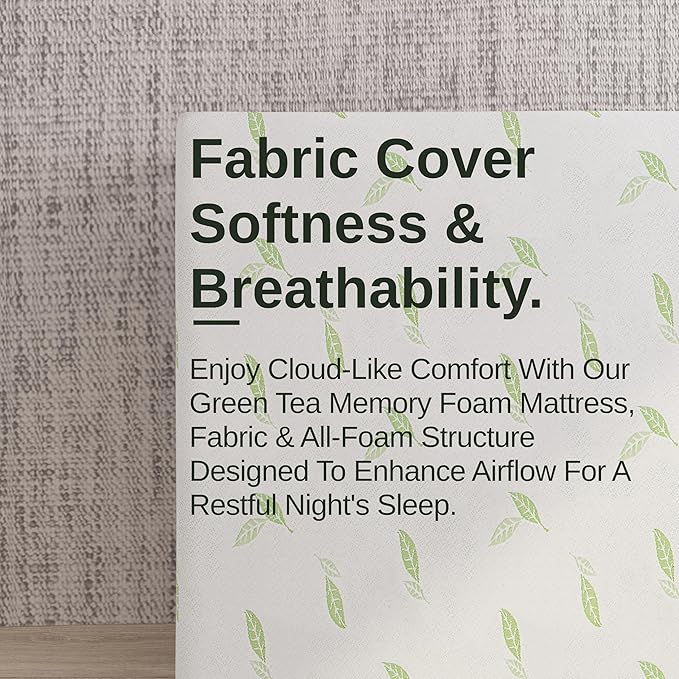 NapQueen Queen Size, 6 Inch Anula Green Tea Infused Memory Foam Mattress - Image 11