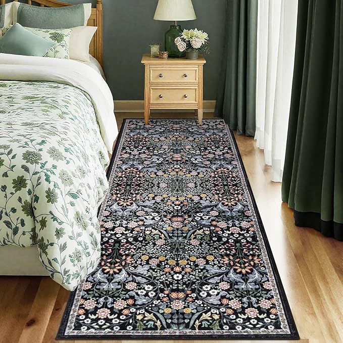Runner Rug for Entryway: 2x10 Kitchen Rugs Non Slip Washable Ultra Soft Floral - Image 2