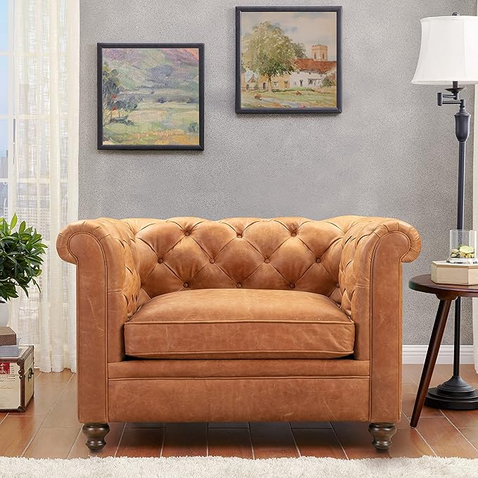POLY & BARK Lyon Leather Lounge Chair – Cognac Tan Full-Grain Leather - Image 2