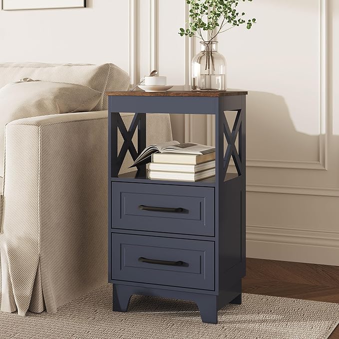 Tall Nightstand Set of 2 Side Table - Image 9