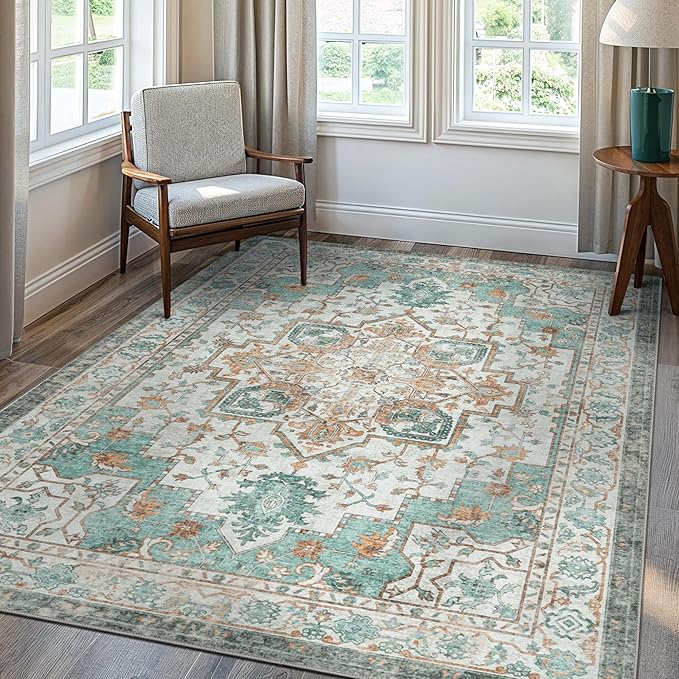 GENIMO 8x10 Area Rugs for Living Room, Machine Washable Non Slip Vintage Rugs by GENIMO