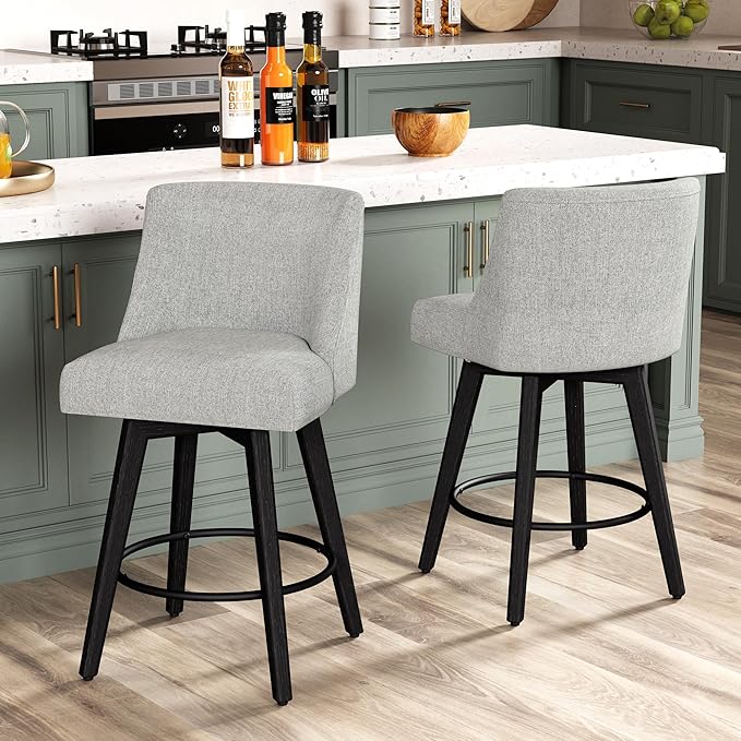 Counter Height Bar Stools Set of 8, Modern Swivel Barstools - Image 9
