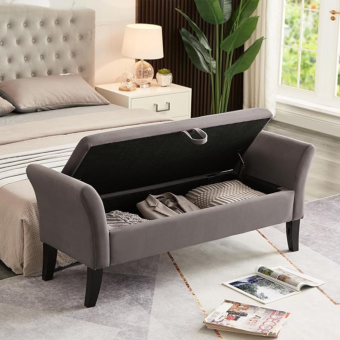 Furniliving 51” Bedroom Bench, End of Bed Bench - Image 4