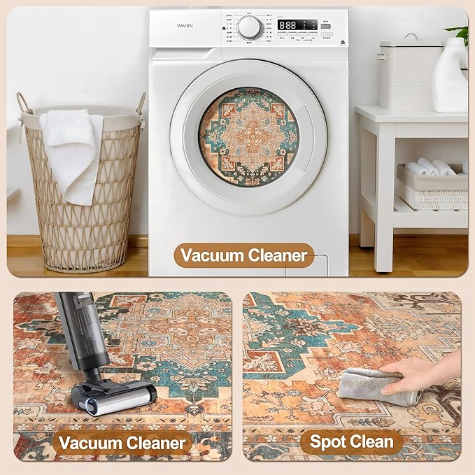 2x6 Washable Runner Rug for Hallways, Non Slip Vintage Rug, Soft Low Pile Long - Image 6