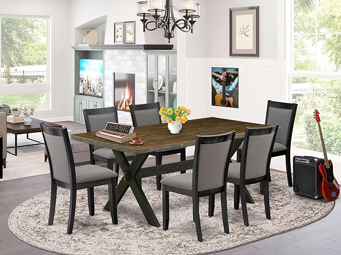 East West Furniture X677MZ650-7 7 Piece Kitchen Table & Chairs Set Consist of a - Image 2