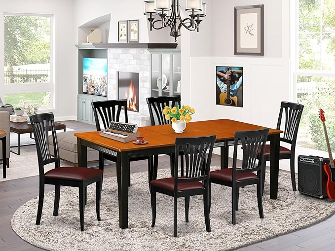 East West Furniture QUAV7-BCH-LC 7 Piece Kitchen Table Set Consist of a - Image 2