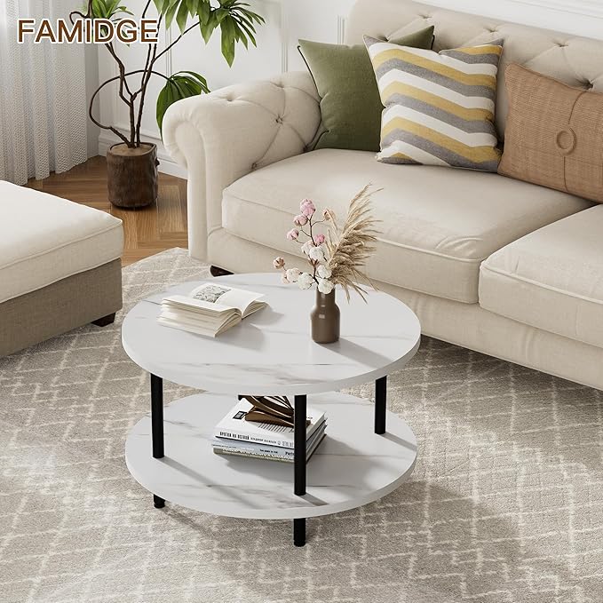 Round Coffee Table, 23.6" Circle Coffee Table - Image 3