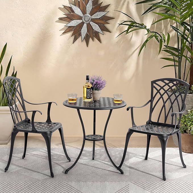 NUU GARDEN Patio Bistro Sets 3 Piece Cast Aluminum Bistro Table and Chairs Set - Image 7
