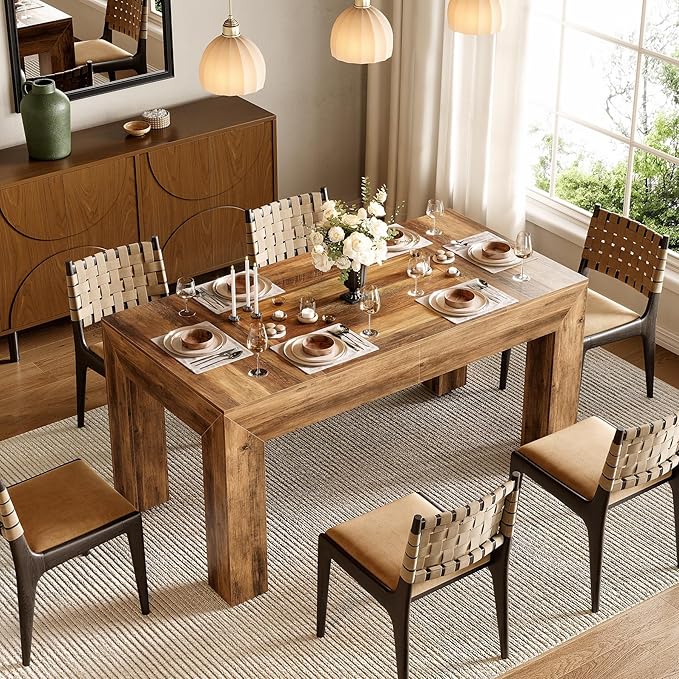 LITTLE TREE Modern Dining Table, Rectangle Heavy Duty Kitchen Table - Image 2