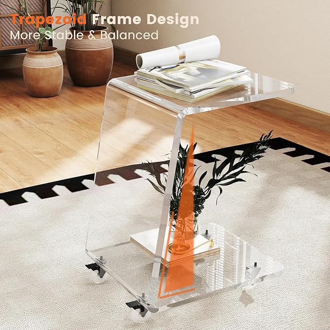 2-Pack Clear Acrylic C Shaped Side Table - Image 4