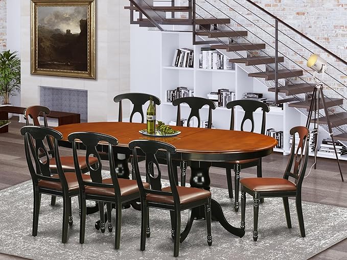 East West Furniture PLKE9-BCH-LC 9 Piece Dining Room Furniture Set Includes an - Image 2